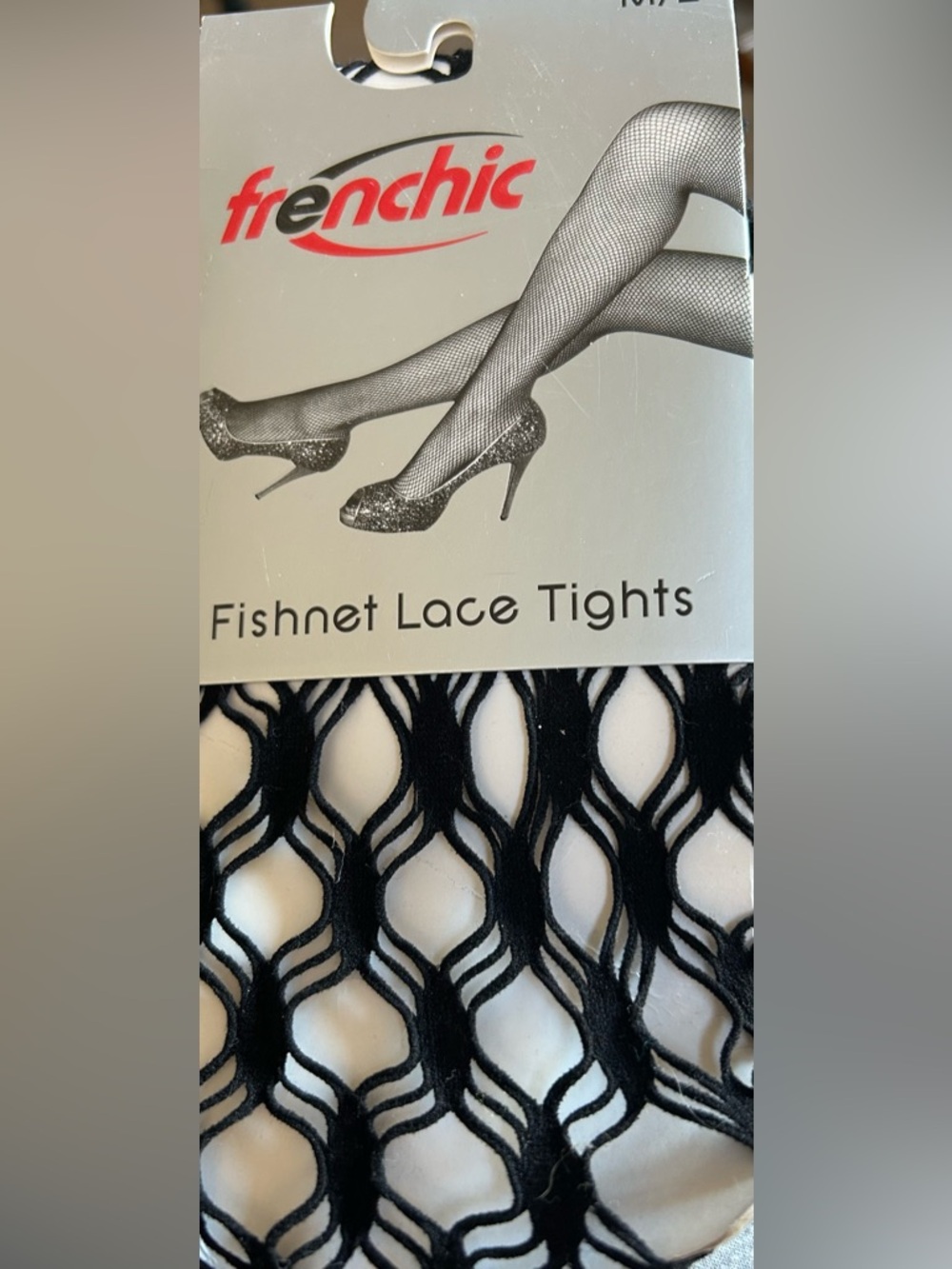 Frenchic Black Open Lace Footed Tights Adult Womens M/L Sexy